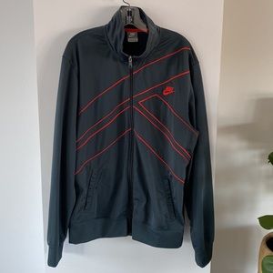 NIKE retro full-zip track jacket swoosh grey gray red orange like new